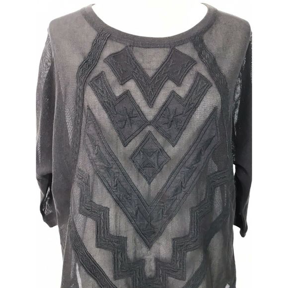 Anthropologie Meadow Rue Gray Sheer Top - Picture 4 of 11